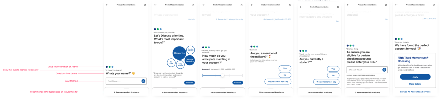 Annotated product flow narrowing recommendations