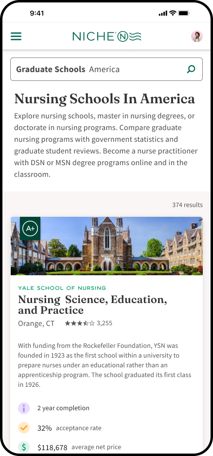 Graduate program search results